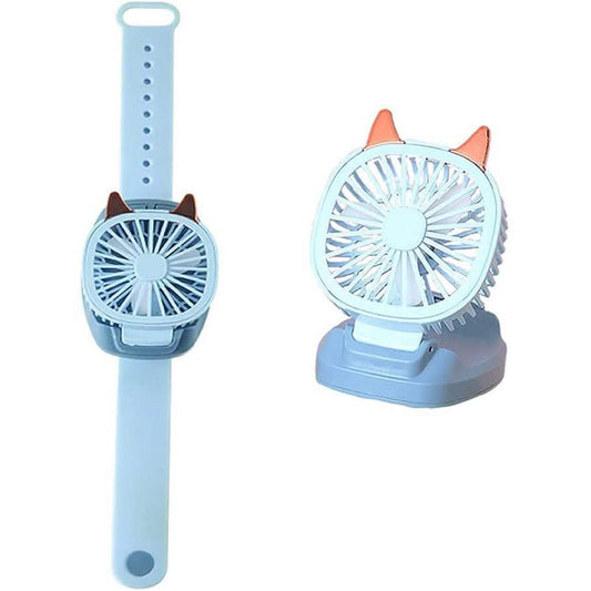 360¬∞Rotation Kids Portable Wrist Strap Mini Watch Hand Held Fan Cat Design